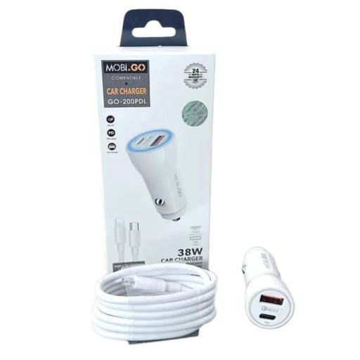 Mobigo 38W 2 UAB car charger with Type-C to Lightning combo GO200PDL – view 1