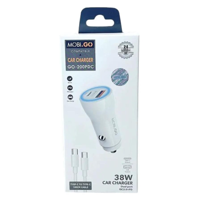 9eight5 Accessories Mobigo 38W USB A+C car charger with Type-C to C combo GO200PDC Mobigo 38W USB A+C car charger with Type-C to C combo GO200PDC