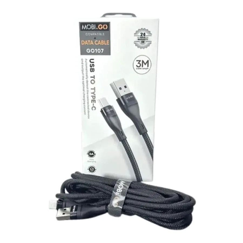 9eight5 Accessories Mobigo 3m USB-A to C cable GO107 Mobigo 3M USB A To C Cable GO107 Data And Charging