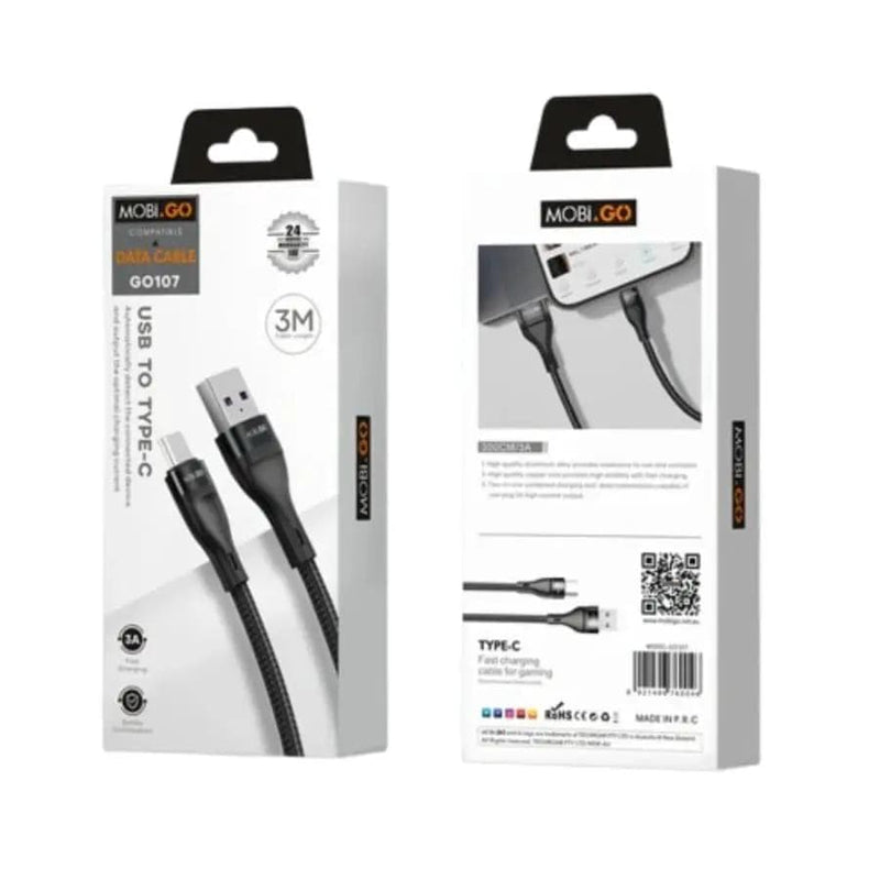 9eight5 Accessories Mobigo 3m USB-A to C cable GO107 Mobigo 3M USB A To C Cable GO107 Data And Charging