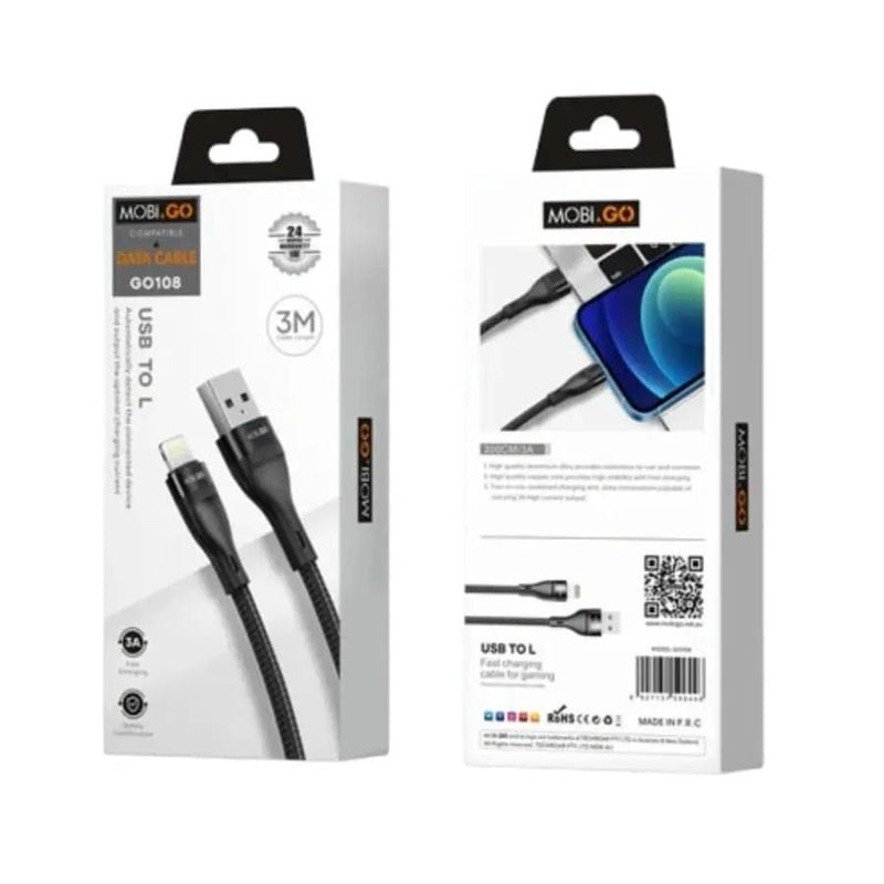 9eight5 Accessories Mobigo 3m USB-A to Lightning cable GO108 Mobigo 3M USB A to Lightning Cable GO108 Fast Charge