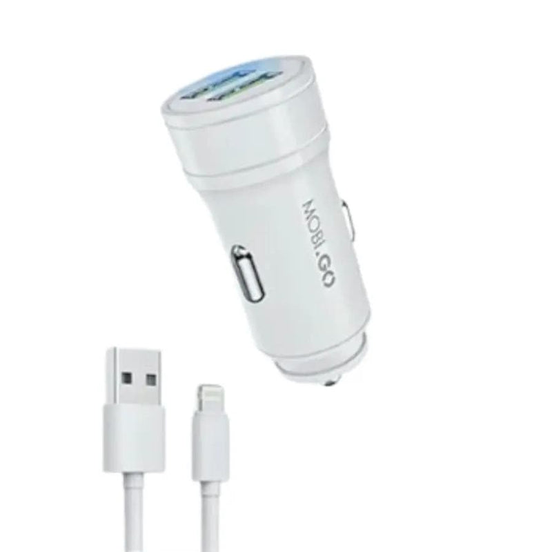 9eight5 Electronics Accessories Mobigo Dual USB Car Charger With Lightning Cable GO221L Mobigo Dual USB Car Charger With Lightning Cable GO221L