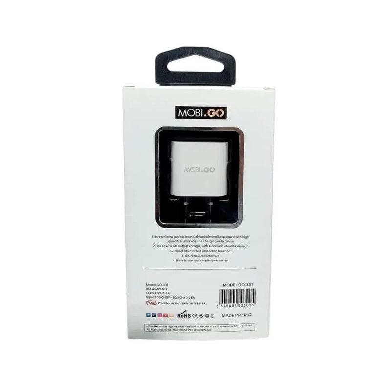 Mobigo Dual USB Power Adapter Wall Plug (NZ / AUS) by That Watch Shop
