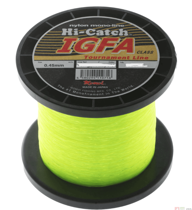 IGFA Momoi 8kg 10kg 15kg 24kg 37kg Bulk - Hi-Catch nylon monofilament fishing line in fluoro yellow.