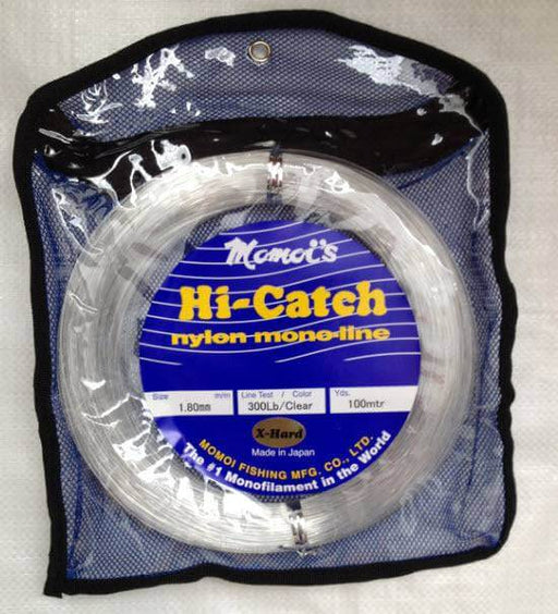 Momoi X Hard Game Trace 100m x 300lb to 500lb monofilament fishing line in packaging.