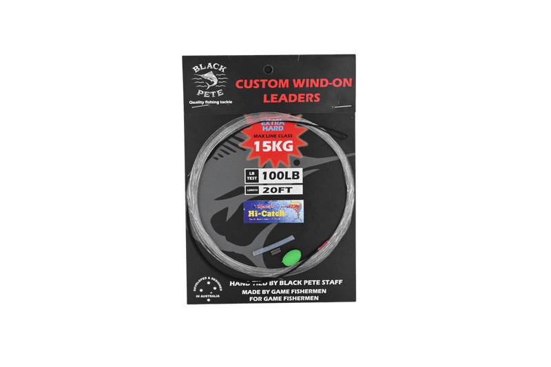 Momoi Wind On Leader Monofilament 20 Footby Black Pete packaging featuring custom wind-on leaders