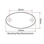 Mounting Plate Measurements for Reelax Outrigger Base Mini 1000mm (Pr) with dimensions of 65mm by 83mm.