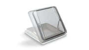 MPK 400 x 400mm Vision Star Roof Vent - Signal White Tinted, featuring a flat hood and double glazing.