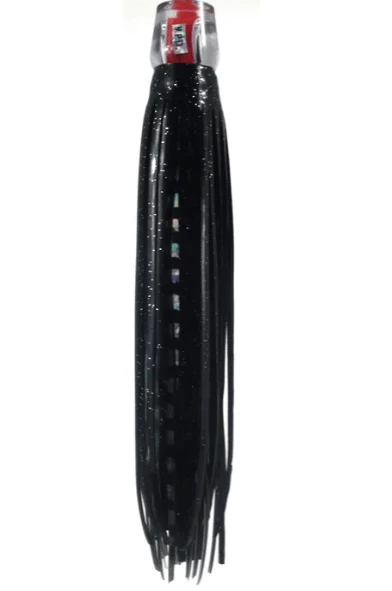 Mrs Palmer Daughter Black Red Silver fishing lure showcasing a double-skirted design with large 3D eyes.