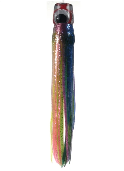 Mrs Palmer Daughter Evil Tuna lure with vibrant colors and large 3D eyes designed for fishing.