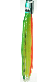 Mrs Palmer Original Green/ Lumo fishing lure with double skirt and realistic baitfish action.