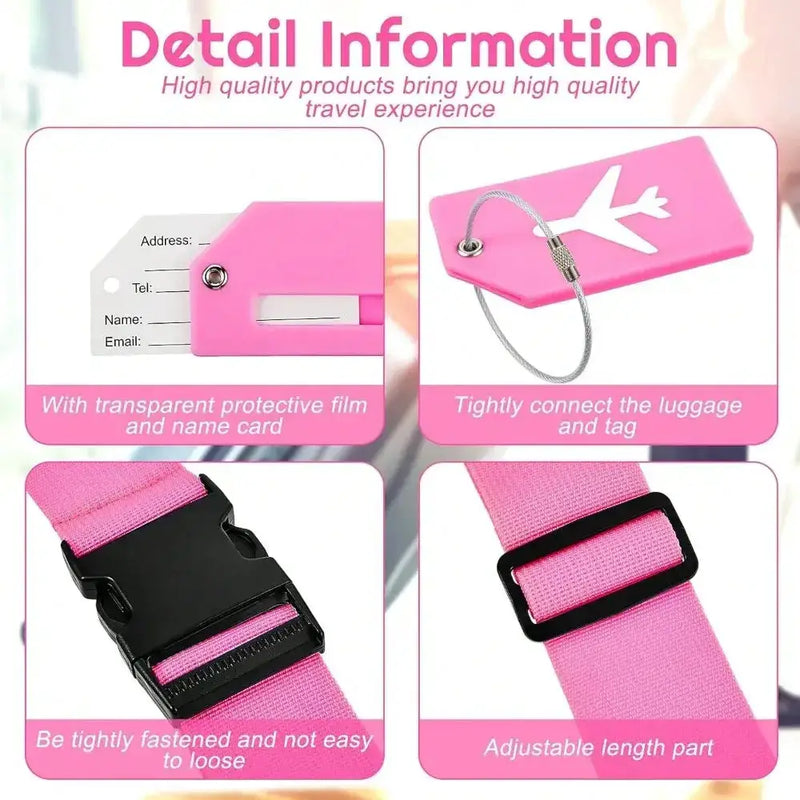 Multi-Colour Luggage Strap Set with Tag (8 colours available) by Habicare