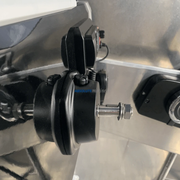 Maxtek Marine Helm Reccess Kit installation showing hydraulic steering system components.