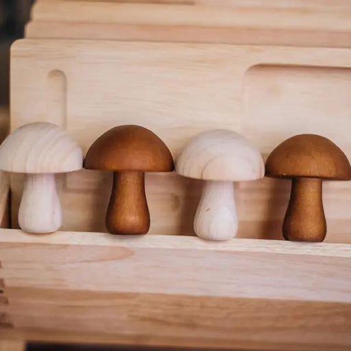Curious Moonbeam Pretend Play Wooden Mushroom 10pc Sorting Set - QToys | Wooden Toys NZ Wooden Mushroom 10pc Sorting Set - QToys | Wooden Toys NZ