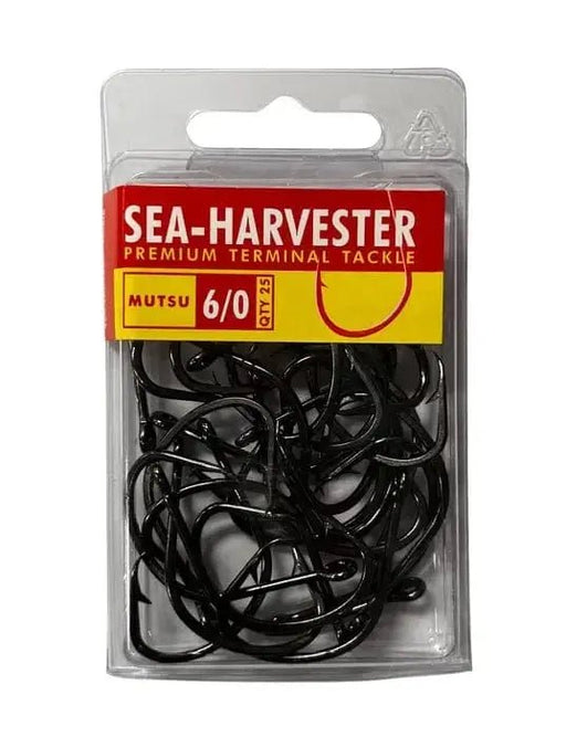 Mutsu Hook 6/0 Bulk 25 pack, featuring strong, self-setting fishing hooks for effective bait rigging.
