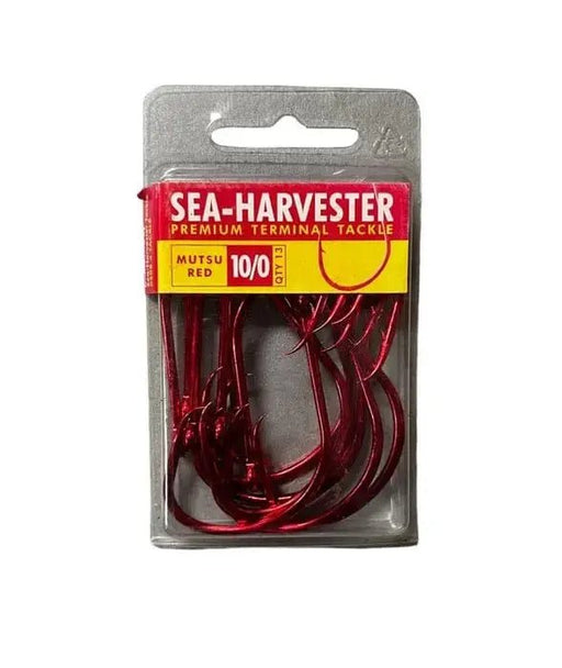 Mutsu Red Hook 10/0 Bulk 13 packaging with premium terminal tackle design for fishing.