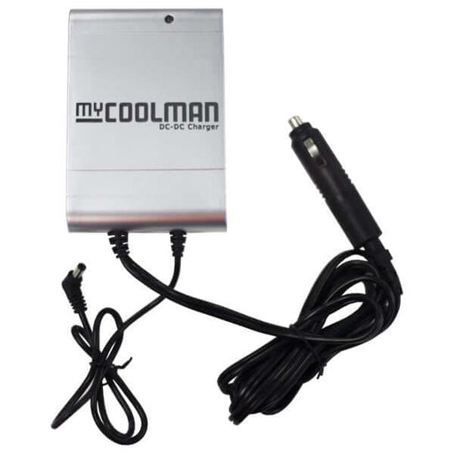 MyCoolman Portable Battery Pack DC-DC Charger with cables for easy charging.