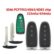Habicare Habicare Ford Smart Remote Key 315/434MHz ID46 PCF7953 4D63 4D83 Edge Habicare Ford Smart Remote Key 315MHz 434MHz PCF7953