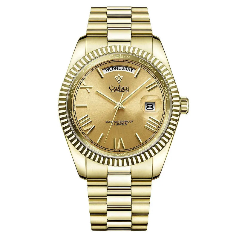 Men's Mechanical Glass Watch - Waterproof Stainless Steel with Date Display | Classic Timepiece by Mead's Supply & Equipment Outfitters limited