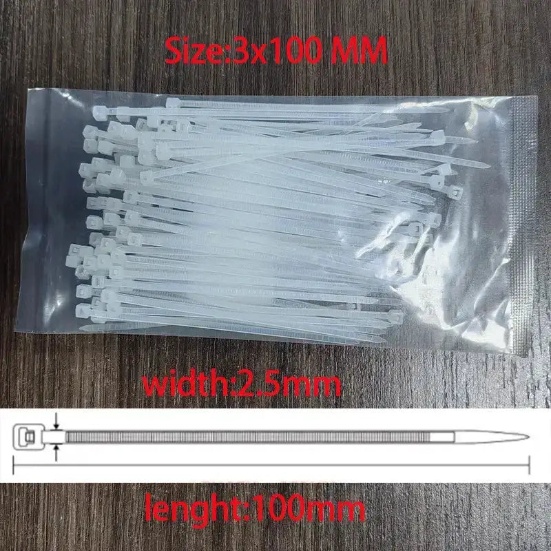 Habicare Nylon Cable Ties 3x100, 3x150, 4x200 & 5x250mm Self-Locking Nylon Cable Ties 3x100, 3x150, 4x200 & 5x250mm Self-Locking