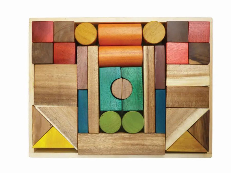 Natural Colour Wooden Blocks Set – QToys | Wooden Toy NZ by Curious Moonbeam