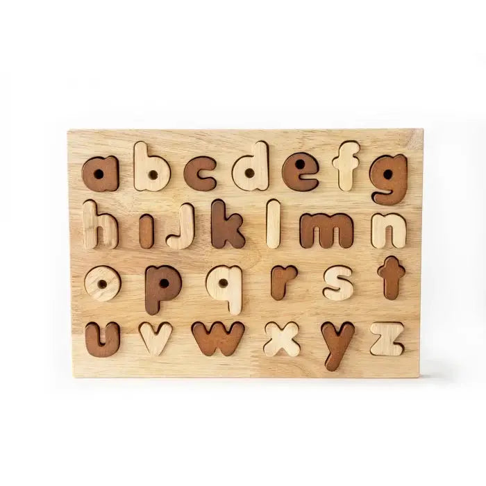 Natural Wooden Lowercase Alphabet Puzzle – QToys by Curious Moonbeam