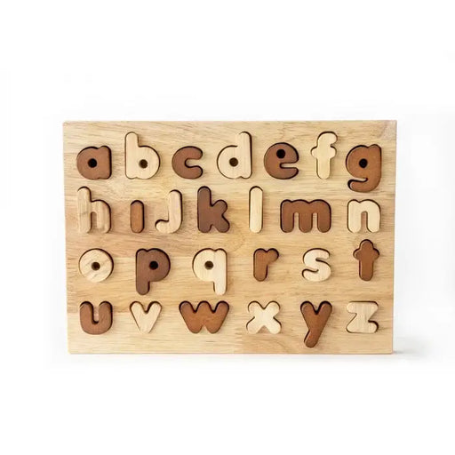 Curious Moonbeam Puzzle Natural Wooden Lowercase Alphabet Puzzle – QToys Natural Wooden Lowercase Alphabet Puzzle – QToys