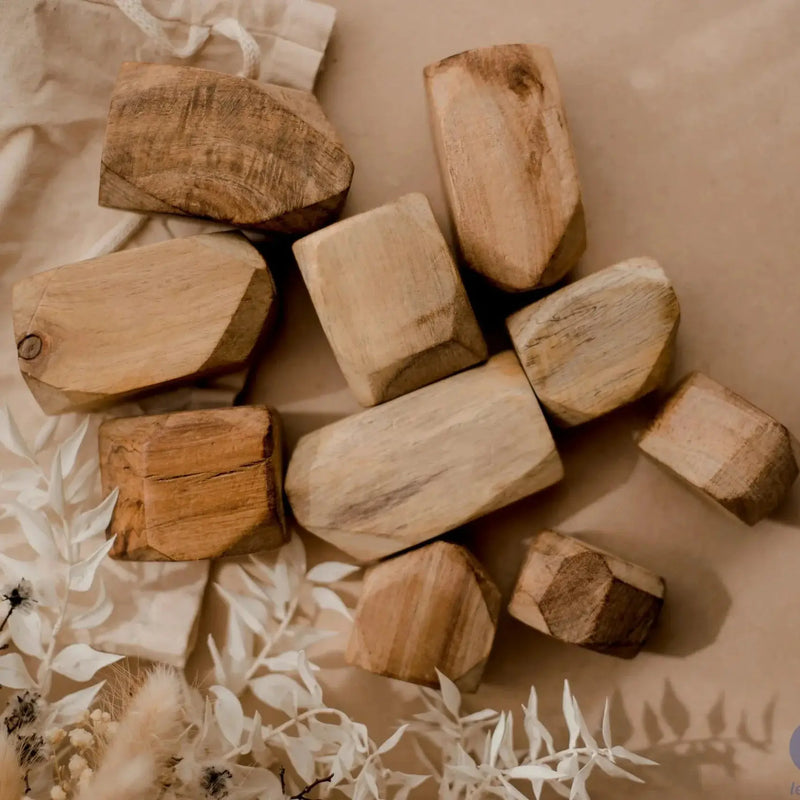 Natural Wooden Balancing Gems - QToys | Wooden Toy NZ by Curious Moonbeam
