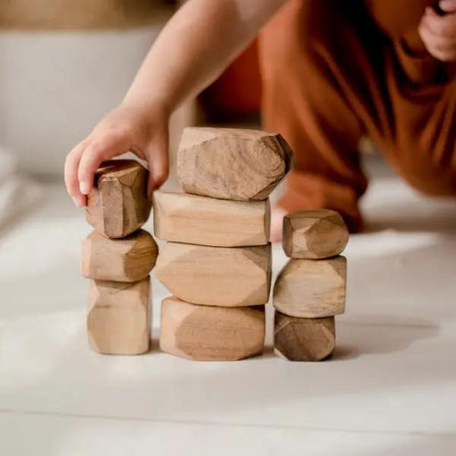 Curious Moonbeam Blocks Natural Wooden Balancing Gems - QToys | Wooden Toy NZ Natural Wooden Balancing Gems - QToys | Wooden Toy NZ