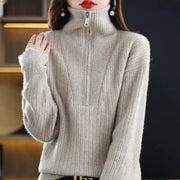 Women's 100% Merino Wool Thick Turtleneck Sweater - Zipper Front, Loose Fit | Winter Warmth by Mead's Supply & Equipment Outfitters limited