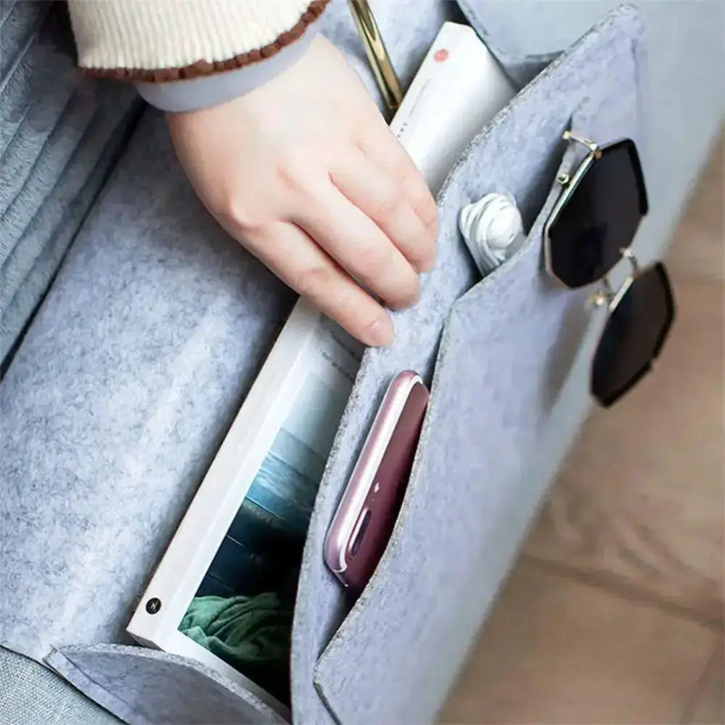 Habicare Felt Bedside Storage Bag with Hanging Pockets Felt Bedside Storage Bag with Hanging Pockets