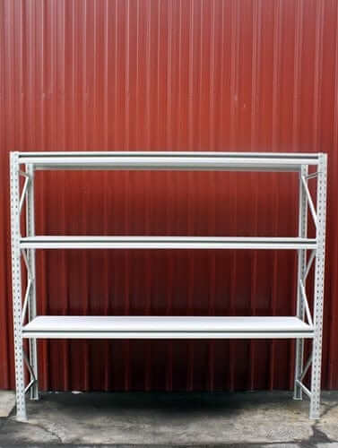 New Longspan  Racking/Shelving  2100x1500x900-3Level in front of a red background