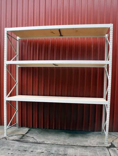 New Longspan Racking/Shelving 3000x2700x900-3Level with three levels and sturdy design on display.