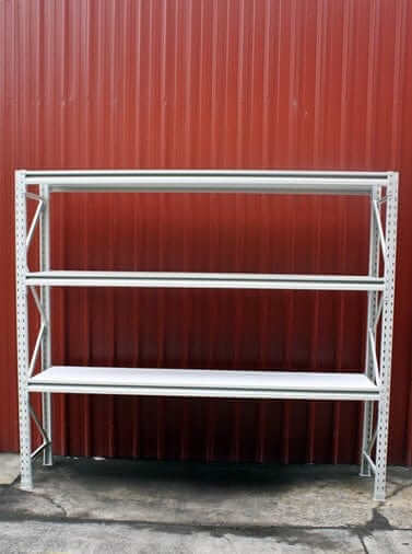 New Longspan  Racking/Shelving  2100x1800x450-3Level displayed against a red backdrop.