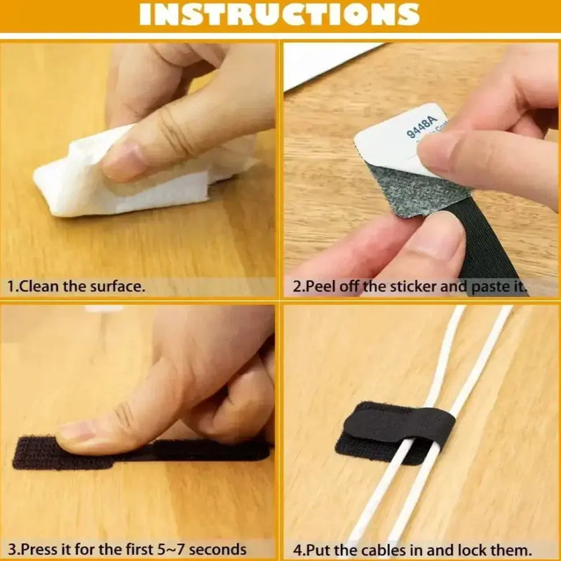 Habicare Reusable Cable Ties with Self-Adhesive Power Cord Holder Reusable Cable Ties with Self-Adhesive Power Cord Holder