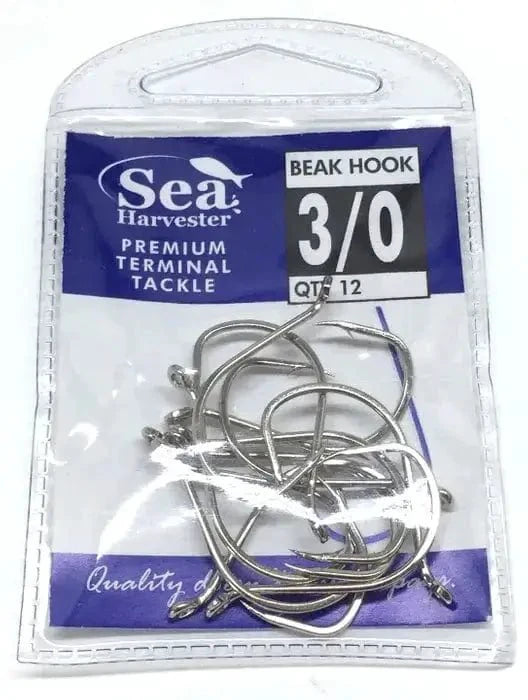 Nickle Beak Hook 3/0 Pkt 12 premium fishing tackle with chemically-sharpened points for various baits.