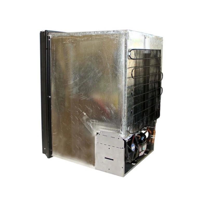 Novakool 122L Fridge freezer NCR4500 side view of stainless steel back and cooling components