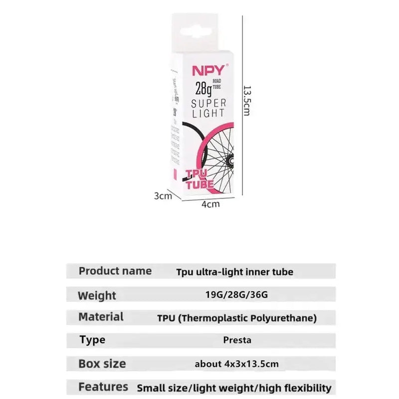 Habicare NPY 28g Ultralight TPU Inner Tube For 700C Road Bikes With Presta Valve NPY 28g Ultralight TPU Inner Tube for 700C Road Bikes
