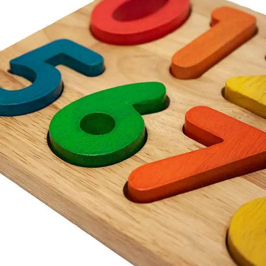 Wooden Coloured Number Puzzle Board 0-9 - QToys | Numeracy Toys NZ by Curious Moonbeam