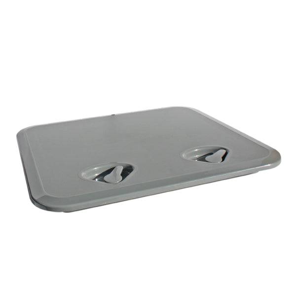 Nuova Rade XL Grey Hatch-520mm x 460mm top view showing handles and smooth design.