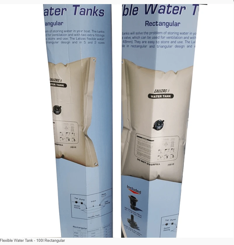 Flexible Water Tank - 100 litres Rectangular showcasing features and design for boating water storage.
