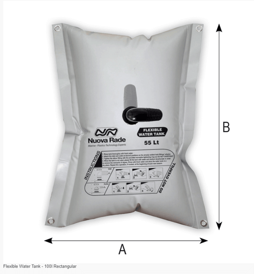 Flexible Water Tank - 100 litres Rectangular with valve by Nuova Rade, ideal for boats and drinking water storage.
