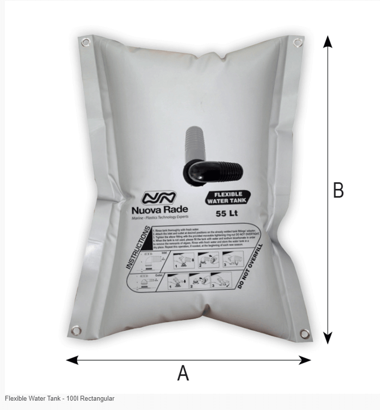 Flexible Water Tank - 200l Rectangular with valve and fittings for easy water storage and access.