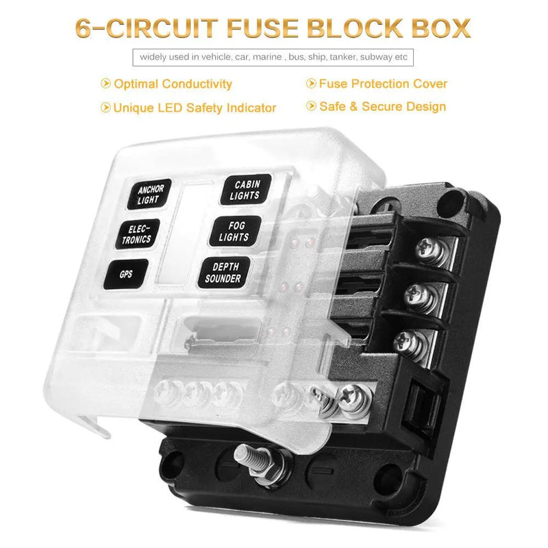 6-Way Blade Fuse Block Box Holder by salelink.co.nz