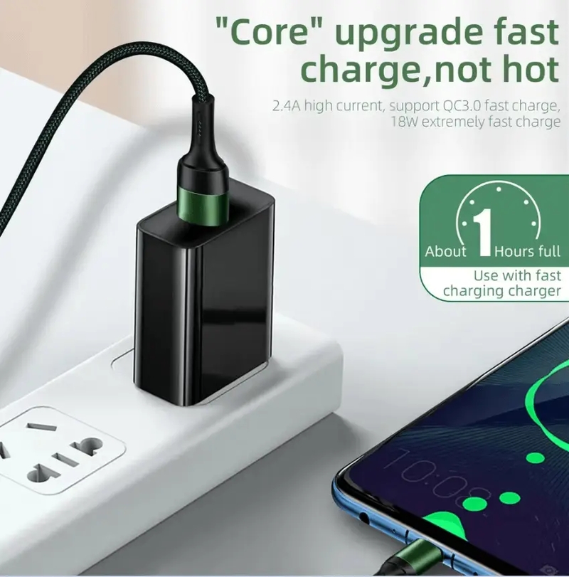Type-C Nylon Braided Cable 1M – Fast Charging USB-C Phone Cable by techplus