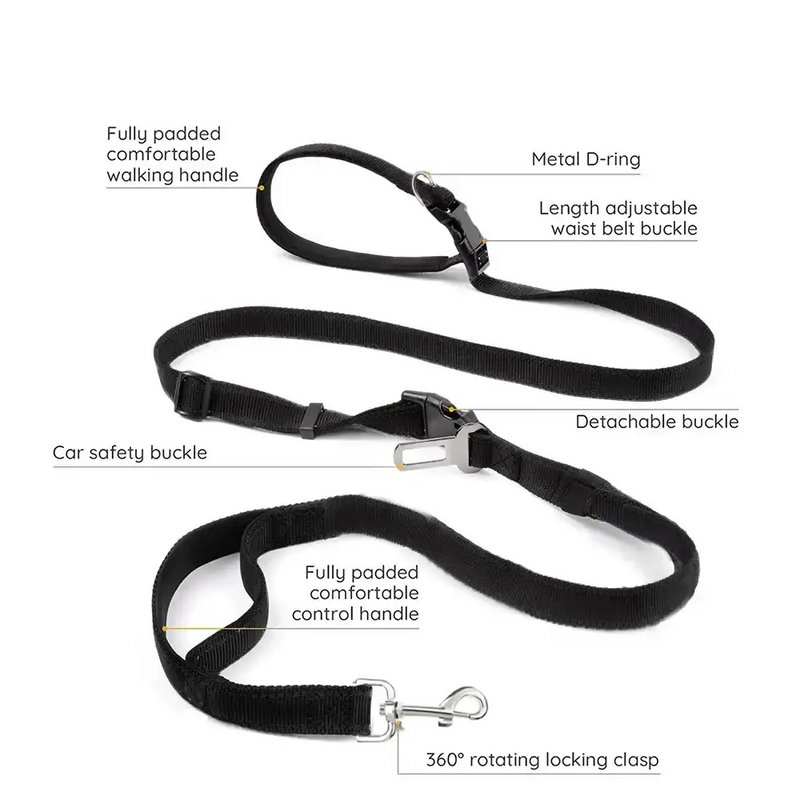 Nylon Hands-Free Dog Leash (2.5×250cm) by Habicare