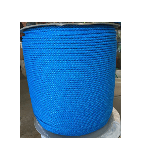 4mm blue duradan rope on a reel, showcasing its vibrant blue color and robust texture for marine and industrial use.