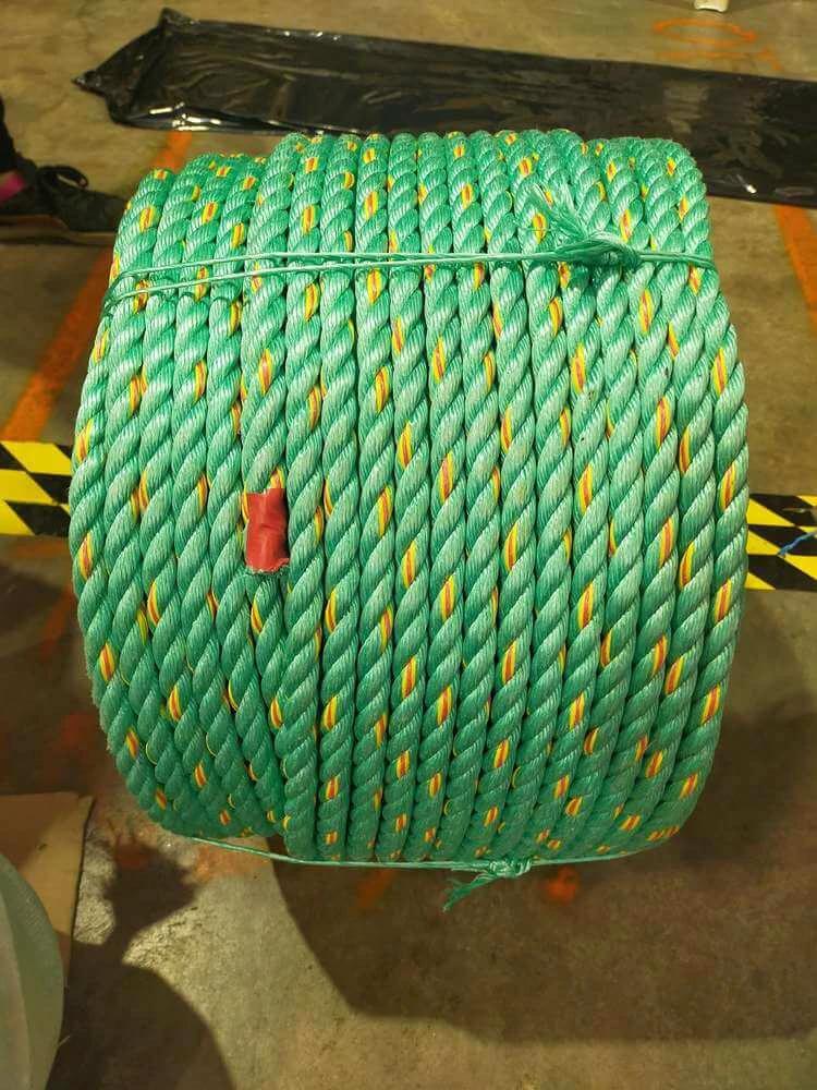 NZ Duradan Ropes 3mm to 44mm  Dia 110m or 220m PPE roll in vibrant green color with orange highlights.