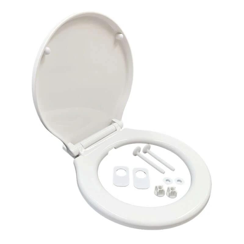 Ocean Tech Compact Seat with Soft Close, white toilet seat with hardware for installation.