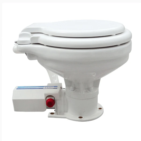 Deluxe Electric Toilet 12v - Soft Close with large bowl and electric mechanism for marine use.